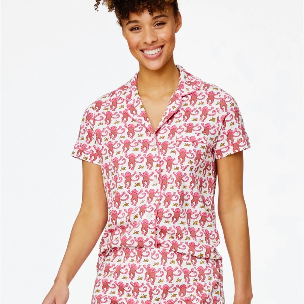 Roller Rabbit Pink Monkey Polo Pajamas - XXS